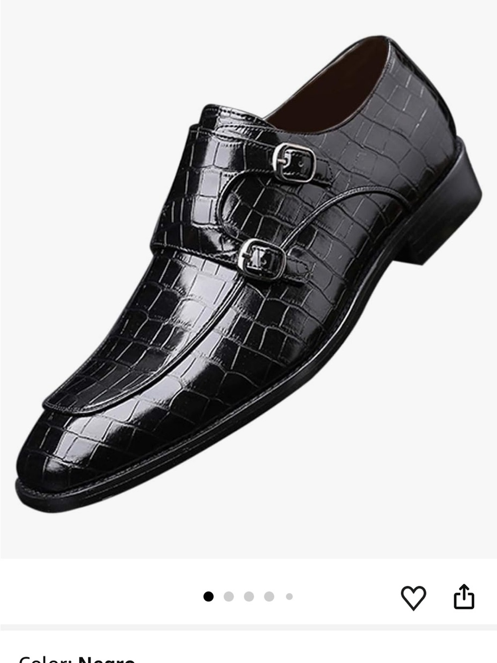 Men's Black Croc-Embossed Double Monk Strap Oxford
